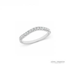 9k White Gold Curved Diamond Band Ring