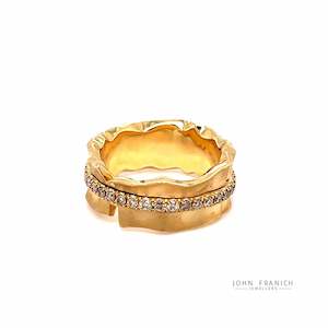 Anniversary Rings: 18k Gold "Silk Ribbon" Champagne Diamond Ring