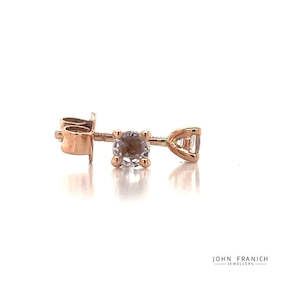 Rose Gold Collection: 9K Rose Gold 3mm Morganite Stud Earrings