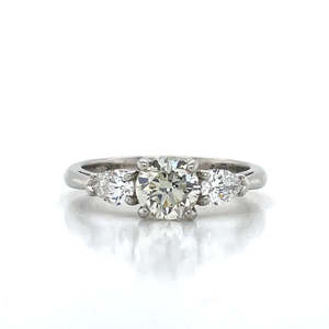 Engagement Wedding Rings: 'Leila' Platinum Round & Pear Diamonds Ring