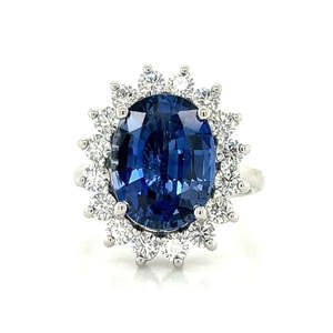 'Elisabeth Platinum 6.54ct Sapphire & Diamonds Cluster Ring