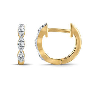 Earrings: 9k Yellow Gold Diamond Hoop Earrings