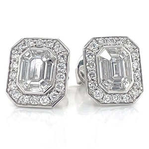 18k White Gold '1.81ct Magic Emerald' Diamond Earrings -