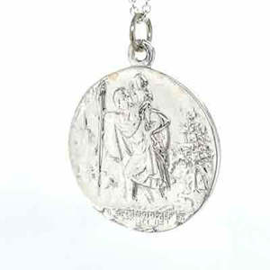 Sterling Silver Round St Christopher Charm/Pendant