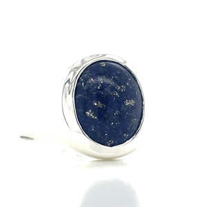 Rings Solitaire: Stg Silver 4.45ct Oval Lapis Lazuli Ring