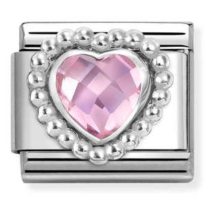 Silver Jewellery: Nomination Composable CZ Pink Heart Charm