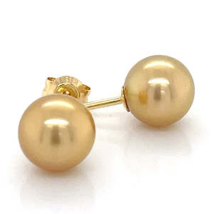 Jewellery Pearls: 18k Gold Pearls Stud Earrings