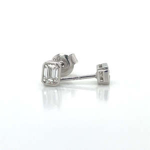 9k White Gold 2=0.50ct D/F VVS/VS Emerald Cut Lab Grown Stud Earrings