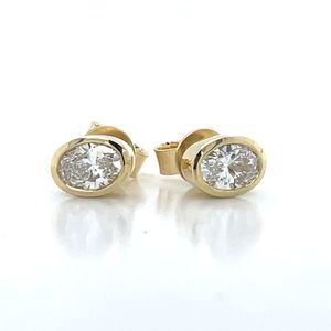 9k Yellow Gold 1.22ct Oval LG Diamond Stud Earrings