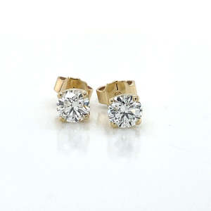 Earrings: 9k Yellow Gold 2=0.84ct LG Diamond Stud Earrings