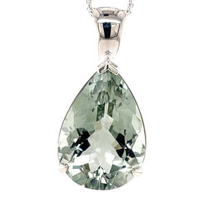 Necklaces Pendants: Stg Silver 19.35ct Pear Green Amethyst Pendant