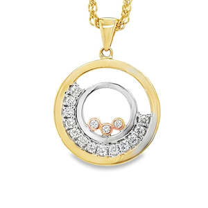 Necklaces Pendants: 9k Trigold Diamonds & Light Pink Diamonds Pendant