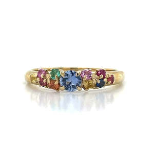 9k Yellow Gold 0.65ct Multi Colour Sapphires Ring