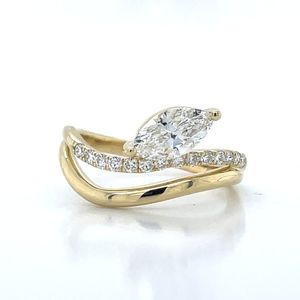 9k Yellow Gold 1.01ct Marquise & Round LG Diamond Ring