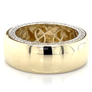 9k Yellow Gold Spinner Ring with Diamond Sides