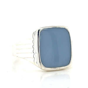Stg Silver 3.5ct Cushion Blue Opal Ring