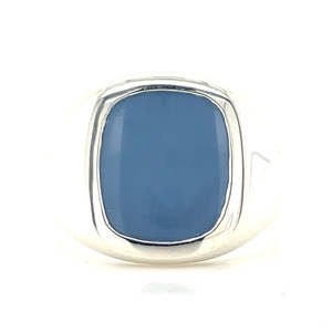 Stg Silver 2.3ct Cushion Blue Opal Ring