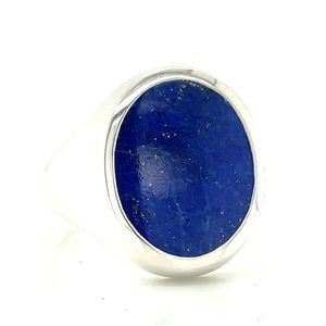 Mens Jewellery: Stg Silver Oval Lapis Lazuli Ring