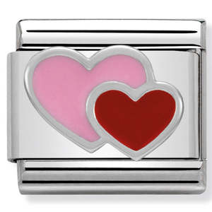 Nomination Composable Pink & Red Double Heart Charm