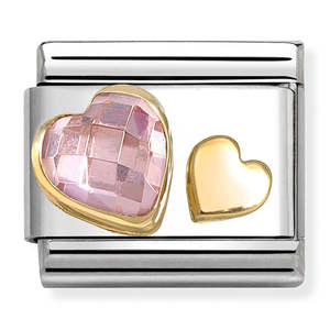 Nomination PINK & Gold Hearts Charm