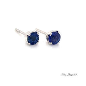 18k White Gold Sapphire Stud Earrings