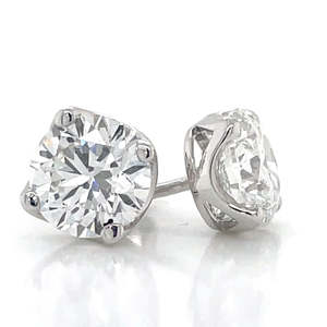 9k White Gold 2=4.13ctI Lab Grown Diamond Stud Earrings