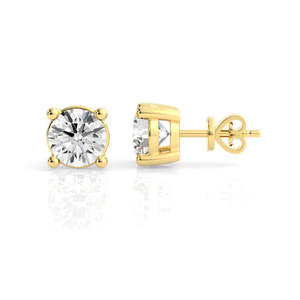 Earrings: 9k Yellow Gold 2=2.05ct Lab Grown Diamond Stud Earrings