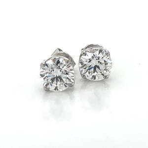 Earrings: 18k White Gold 2=2.02ct Lab Grown Diamond Stud Earrings
