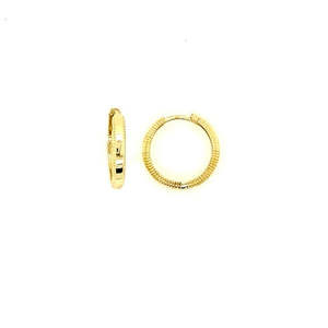 9k Yellow Gold Huggie Earrings with Millgrain Sides
