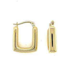 9K Yellow Gold Squared Huggie Earrings