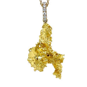 18k Yellow Gold Nugget Pendant Diamond (Argyle) Bale