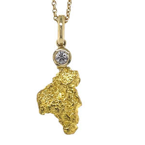 18k Yellow Gold Nugget & Diamond (Argyle) Pendant