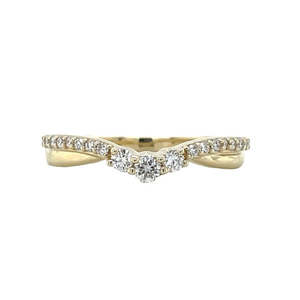 9k Yellow Gold Lab Grown Diamonds Chevron Ring