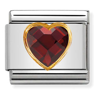 Nomination Heart Faceted CZ Red Charm