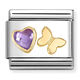 Nomination Purple CZ Heart And Butterfly Charm