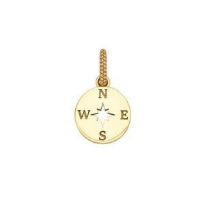 9k Yellow Gold 20mm Compass Pendant
