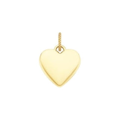 9k Yellow Gold 30mm Flat Heart Pendant