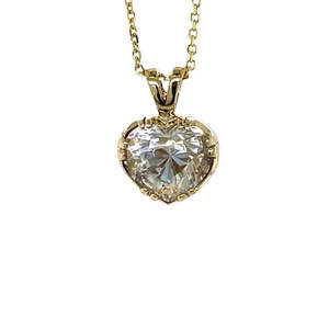 9k Yellow Gold 3.65ct Faceted Moonstone Reversible Heart Pendant