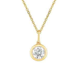 Necklaces Pendants: 9k Yellow Gold 1.00ct Round Lab Grown Diamond Pendant
