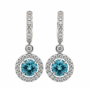 'Pacific Radiance' 18k White Gold 5.15ct Blue Zircon & Diamond Cluster&hellip;