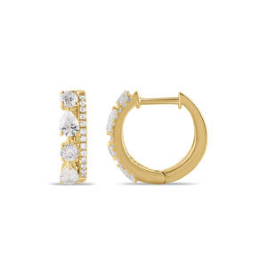 All Jewellery: 9k Yellow Gold 1.00ct Round & Pear Lab Grown Diamond Huggie Earrings