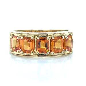 9k Yellow Gold Orange Sapphires Ring