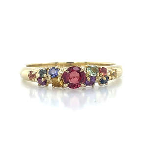 9k Yellow Gold 11=0.62ct Multi Colour Sapphire Ring