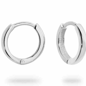 9k White Gold Round Huggie Hoop Earrings