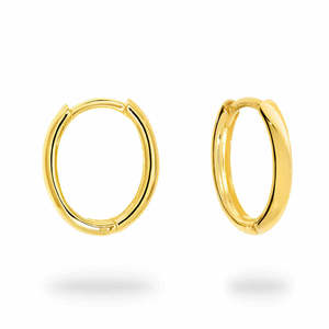 9k Yellow Gold Oval Hoop Huggie Earrings