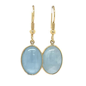 Earrings: 18k Yellow Gold Milky Aquamarine Drop Earrings