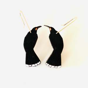 Huia bird - Rimu earrings