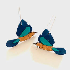 New: Tui in flight - Rimu earrings