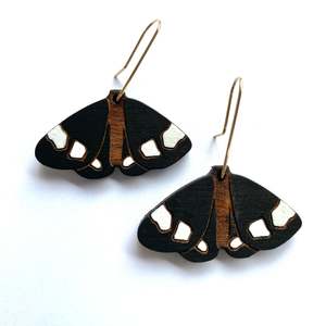 Earrings: Magpie Moth Totara Earrings - dangly