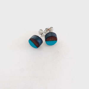 Earrings: Rimu circle studs - Mini - TEAL
